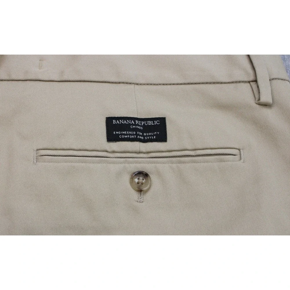 Banana Republic Pants Mens 36 x 32 Beige Cotton Blend Flat Front Straight Chino